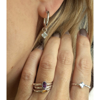 ZILVEREN RING MET OVALE PAARSE AMETHIST MAAT 17